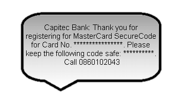 SMS with the Mastercard securecode code.