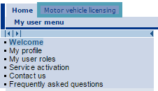 Click on Motor vehicle licensing above the left menu