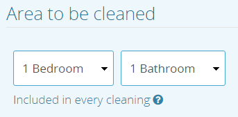 Select how many bedrooms and bathrooms to be cleaned.