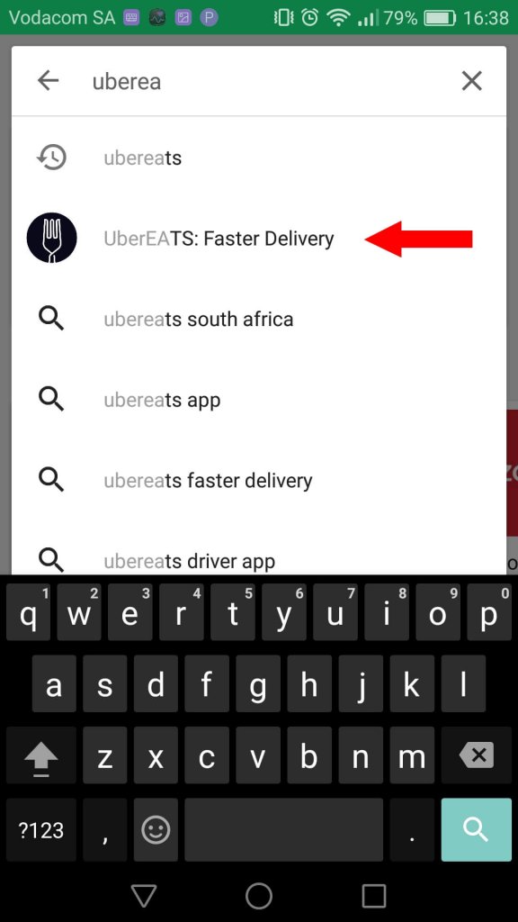 Tap on UberEats: Fast Delivery in the search results.